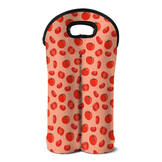 Cute Tomato Pattern Print Double Neoprene Wine Tote