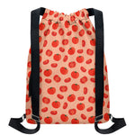 Cute Tomato Pattern Print Drawstring Backpack