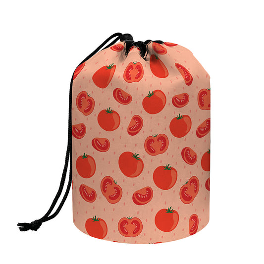 Cute Tomato Pattern Print Drawstring Makeup Bag