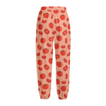 Cute Tomato Pattern Print Fleece Lined Knit Pants