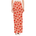 Cute Tomato Pattern Print High Slit Maxi Skirt
