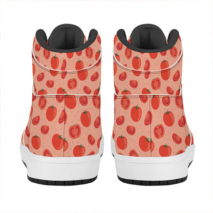Cute Tomato Pattern Print High Top Leather Sneakers