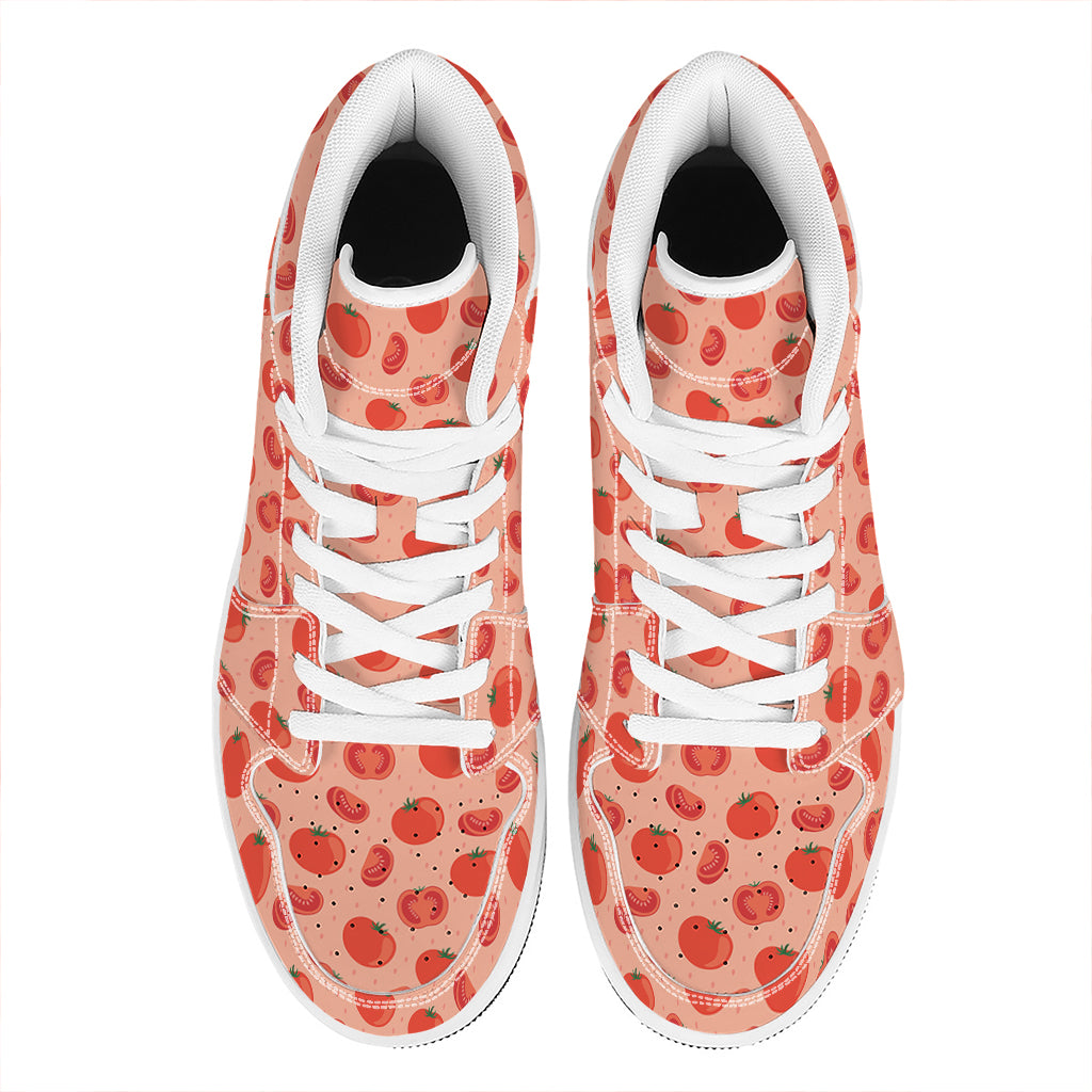 Cute Tomato Pattern Print High Top Leather Sneakers