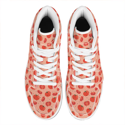 Cute Tomato Pattern Print High Top Leather Sneakers
