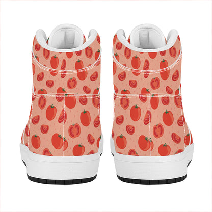 Cute Tomato Pattern Print High Top Leather Sneakers