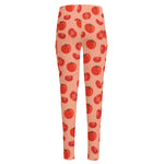 Cute Tomato Pattern Print High-Waisted Pocket Leggings