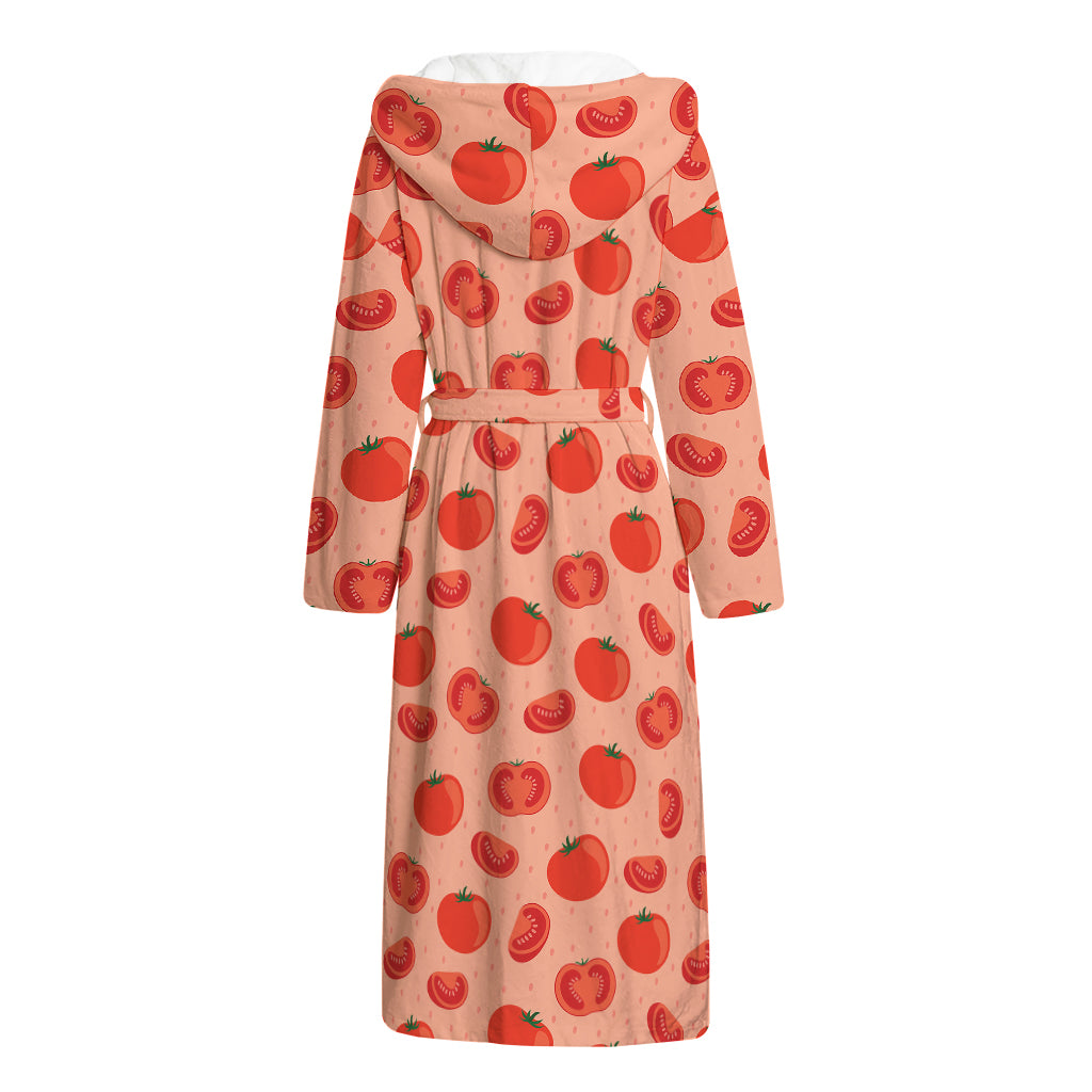 Cute Tomato Pattern Print Hooded Bathrobe