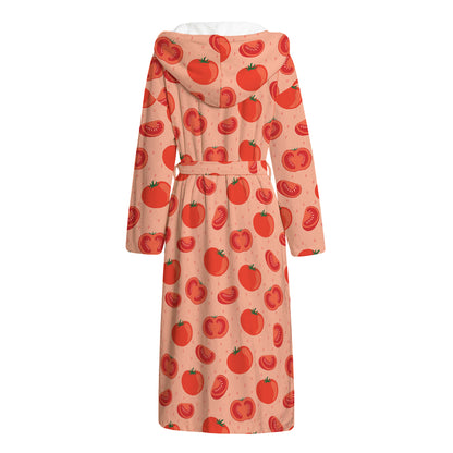 Cute Tomato Pattern Print Hooded Bathrobe