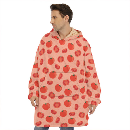 Cute Tomato Pattern Print Hoodie Blanket