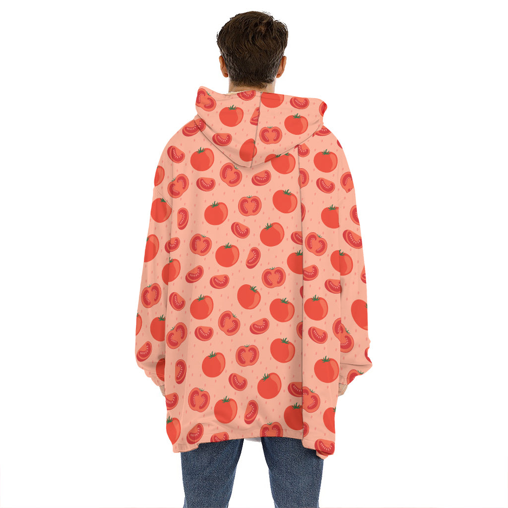 Cute Tomato Pattern Print Hoodie Blanket