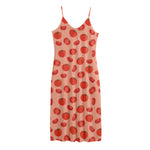 Cute Tomato Pattern Print Jersey Midi Cami Dress