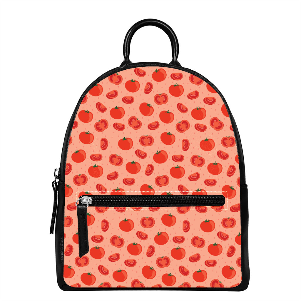 Cute Tomato Pattern Print Leather Backpack
