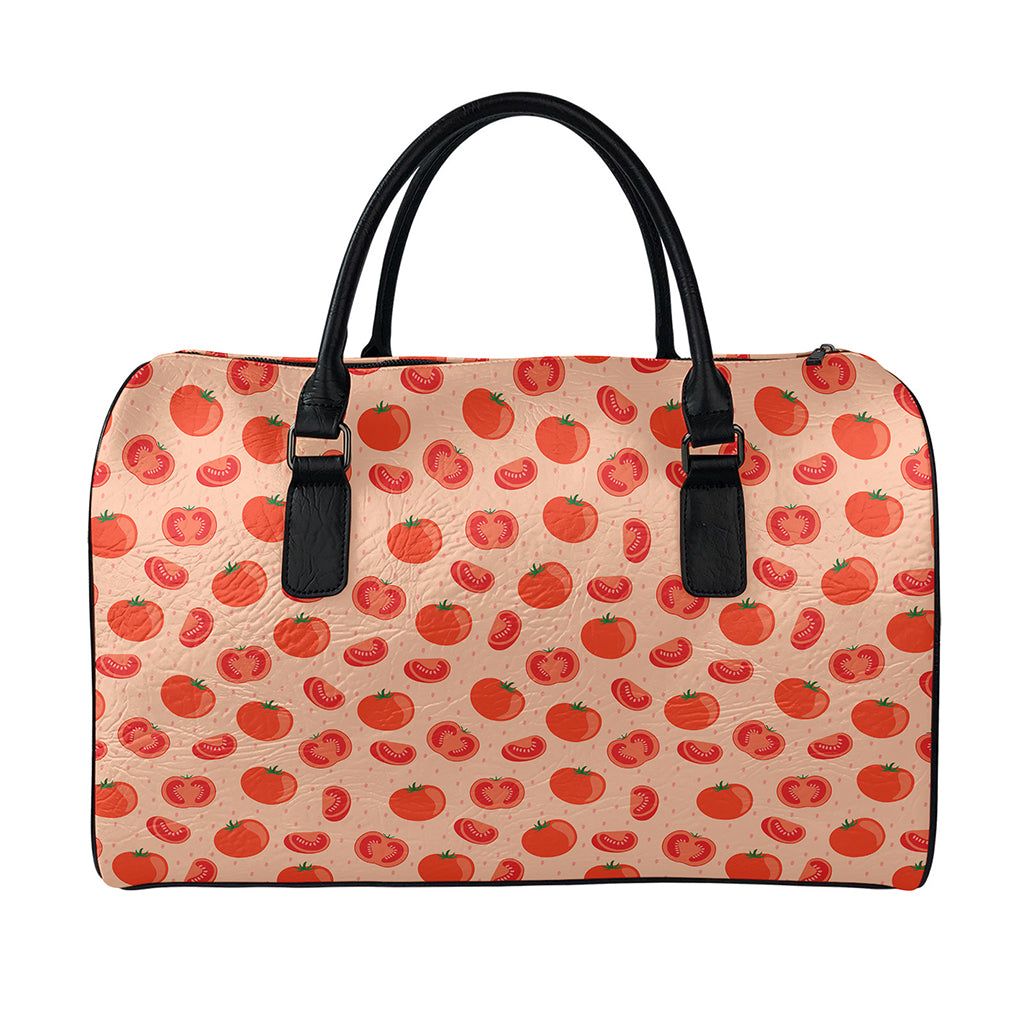 Cute Tomato Pattern Print Leather Duffle Bag