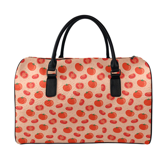 Cute Tomato Pattern Print Leather Duffle Bag