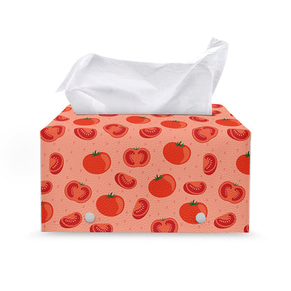 Cute Tomato Pattern Print Leather Tissue Box Cover