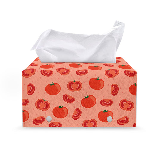 Cute Tomato Pattern Print Leather Tissue Box Cover