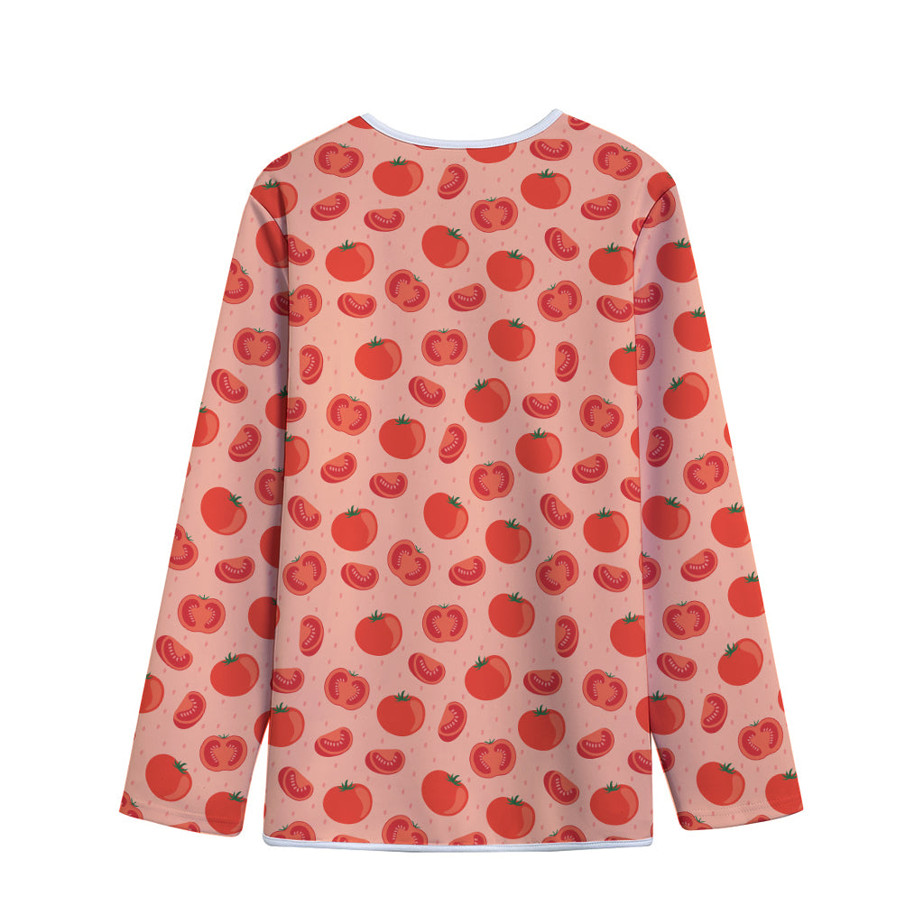 Cute Tomato Pattern Print Long Sleeve Short Coat