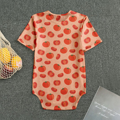 Cute Tomato Pattern Print Men's Bodysuit
