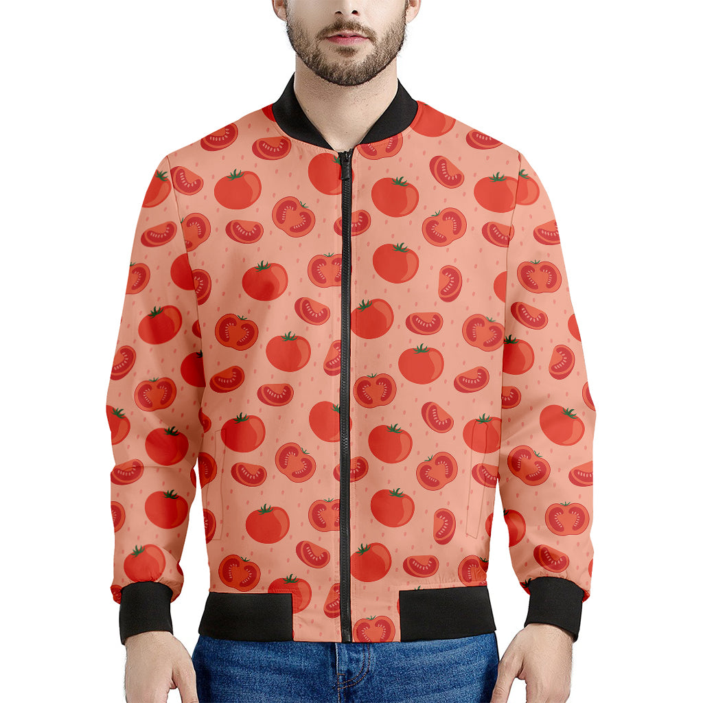 Cute Tomato Pattern Print Men's Bomber Jacket