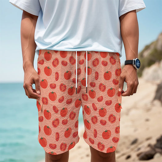 Cute Tomato Pattern Print Men's Cargo Shorts