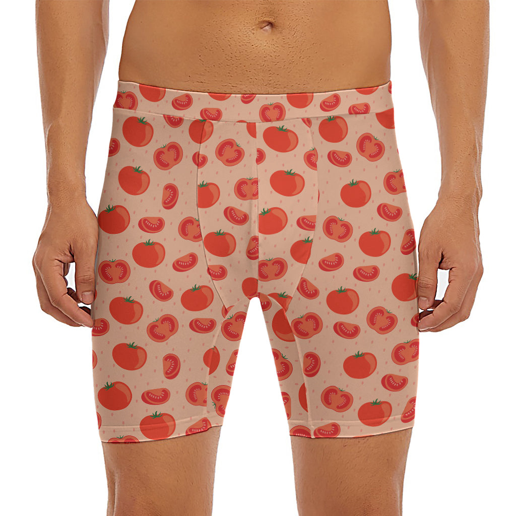 Cute Tomato Pattern Print Men's Long Boxer Briefs