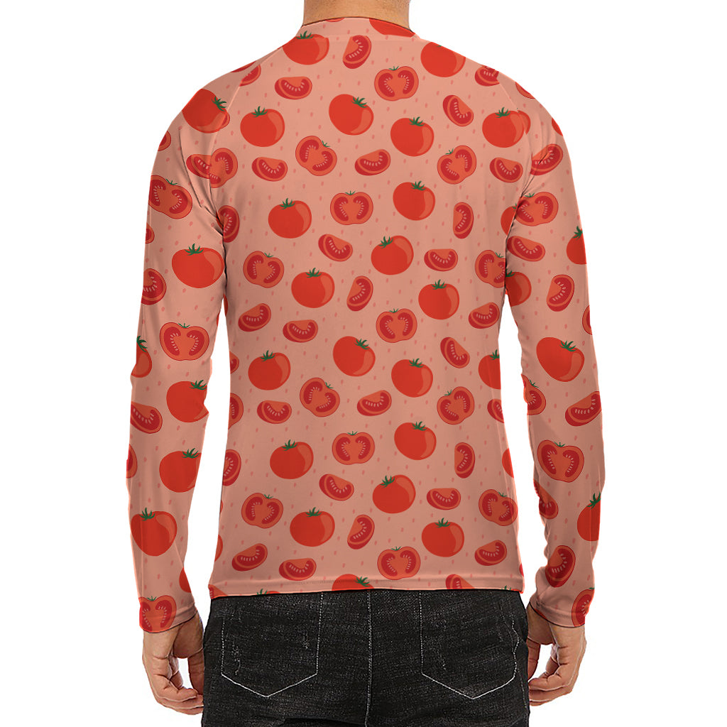 Cute Tomato Pattern Print Men's Long Sleeve Rash Guard