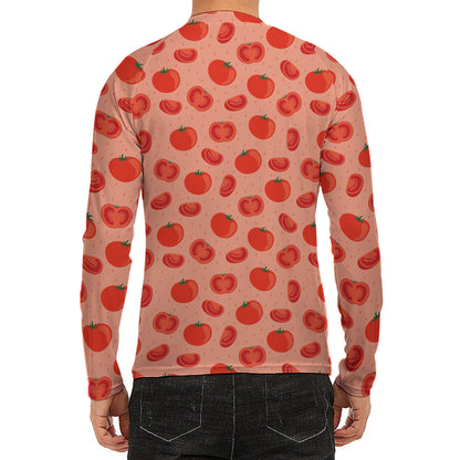 Cute Tomato Pattern Print Men's Long Sleeve Rash Guard