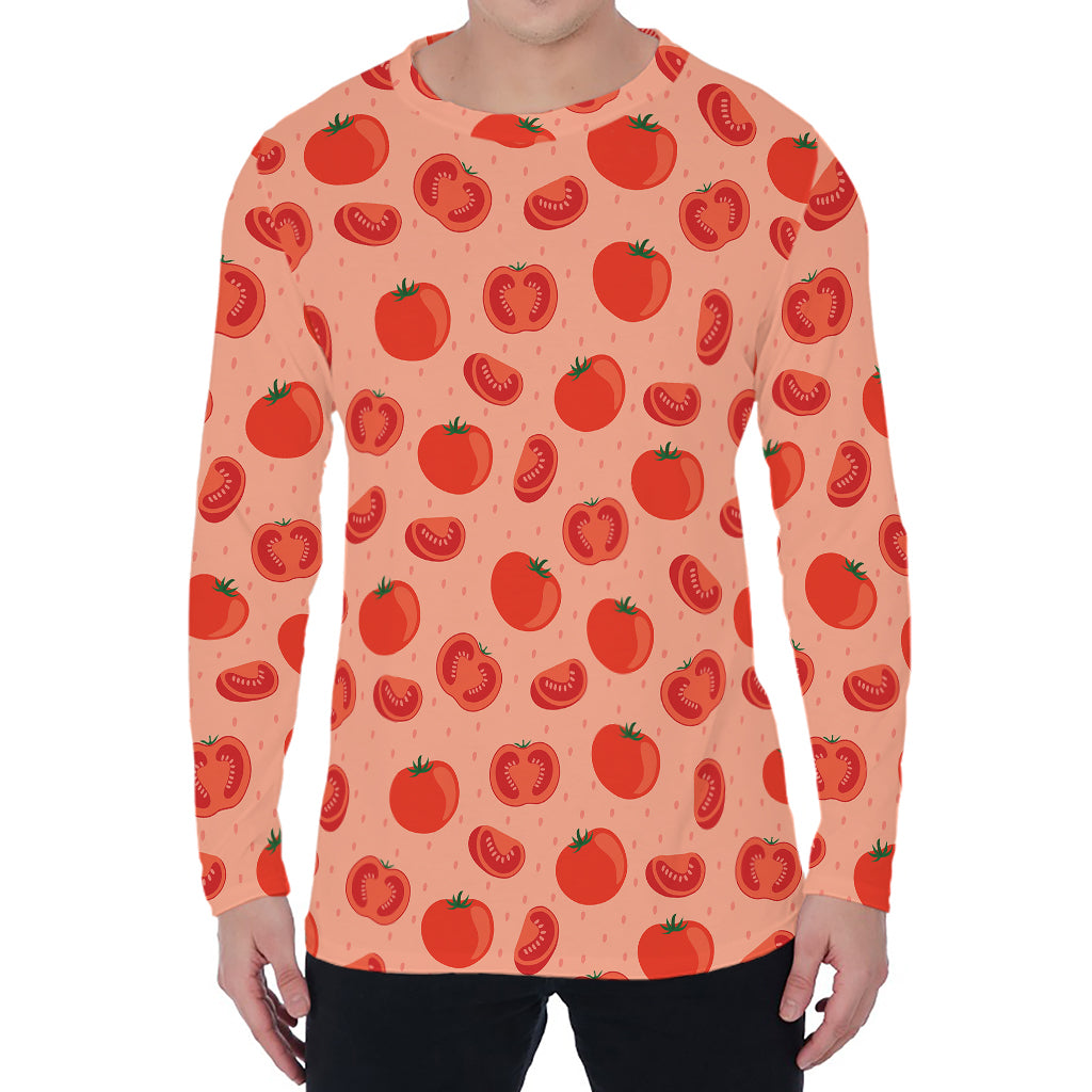 Cute Tomato Pattern Print Men's Long Sleeve T-Shirt