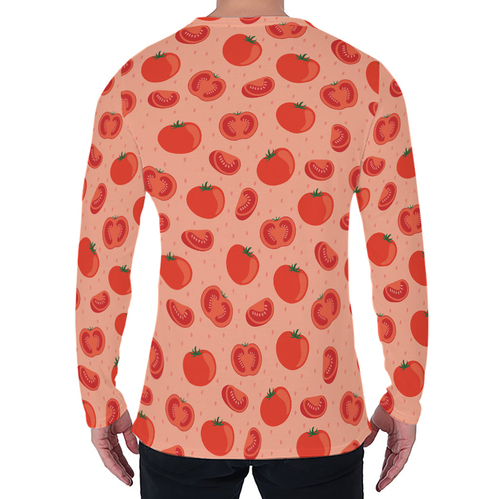 Cute Tomato Pattern Print Men's Long Sleeve T-Shirt