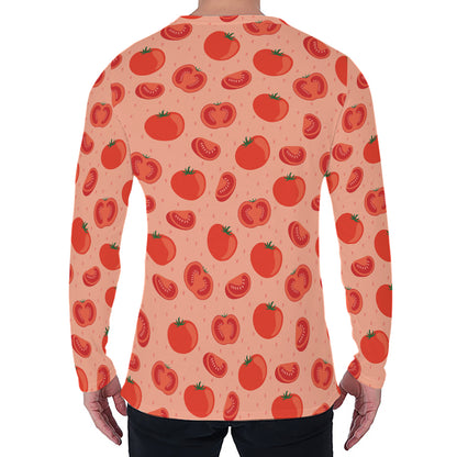 Cute Tomato Pattern Print Men's Long Sleeve T-Shirt