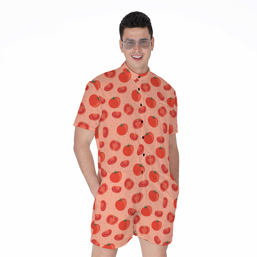 Cute Tomato Pattern Print Men's Rompers