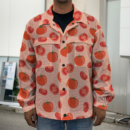 Cute Tomato Pattern Print Men's Shirt Jacket
