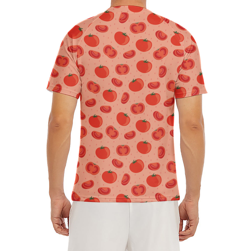 Cute Tomato Pattern Print Men's Short Sleeve Rash Guard