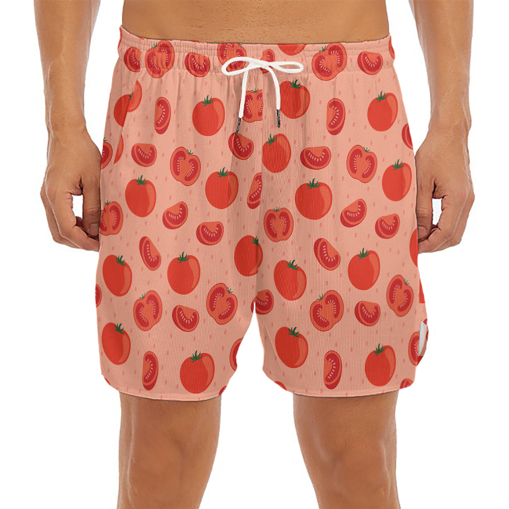Cute Tomato Pattern Print Men's Split Running Shorts