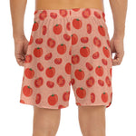 Cute Tomato Pattern Print Men's Split Running Shorts