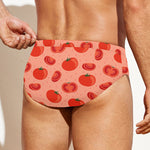 Cute Tomato Pattern Print Men's Swim Briefs