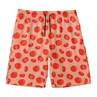 Cute Tomato Pattern Print Men's Swim Trunks