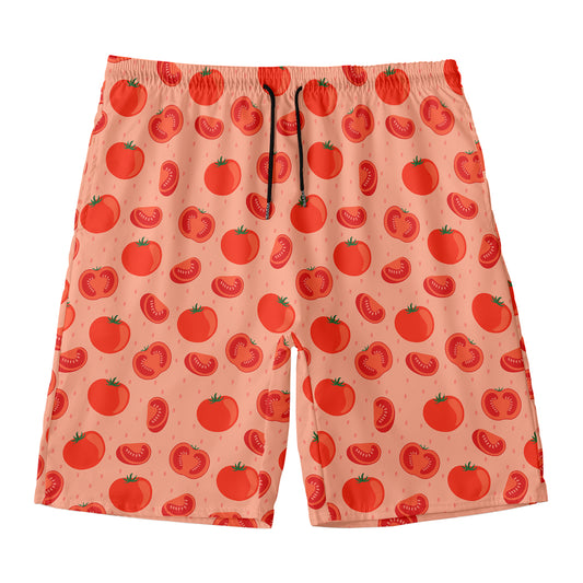 Cute Tomato Pattern Print Men's Swim Trunks
