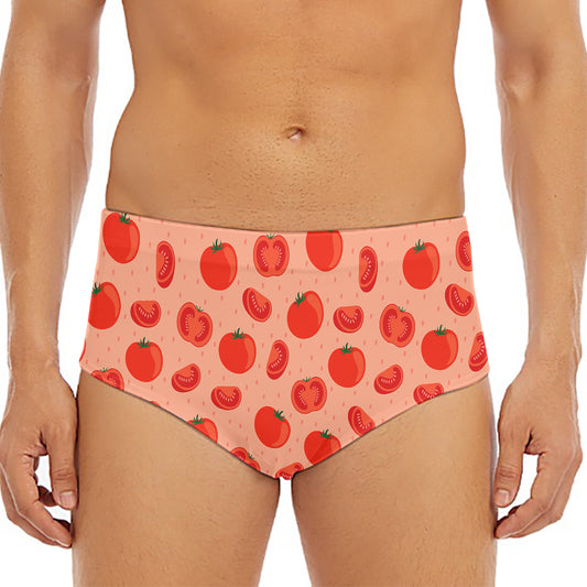 Cute Tomato Pattern Print Men's Triangle Swim Briefs