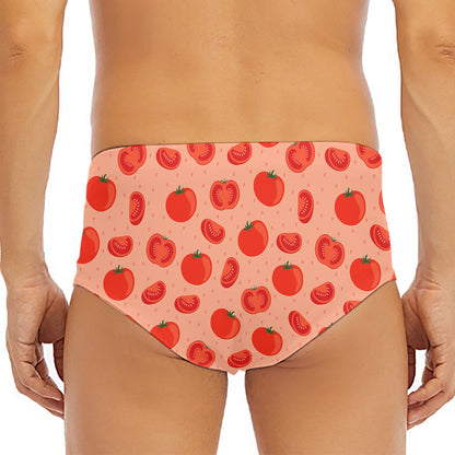 Cute Tomato Pattern Print Men's Triangle Swim Briefs
