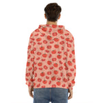 Cute Tomato Pattern Print Men's Velvet Pullover Hoodie