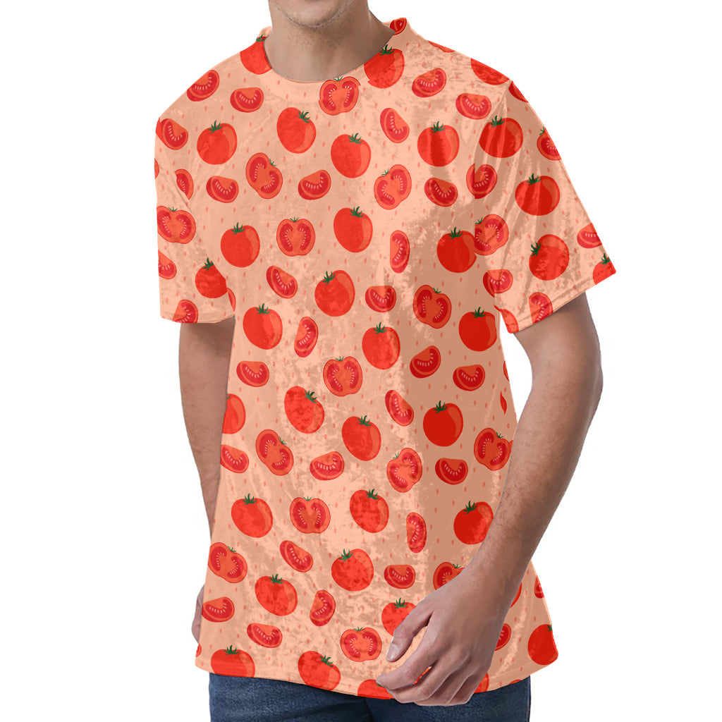 Cute Tomato Pattern Print Men's Velvet T-Shirt