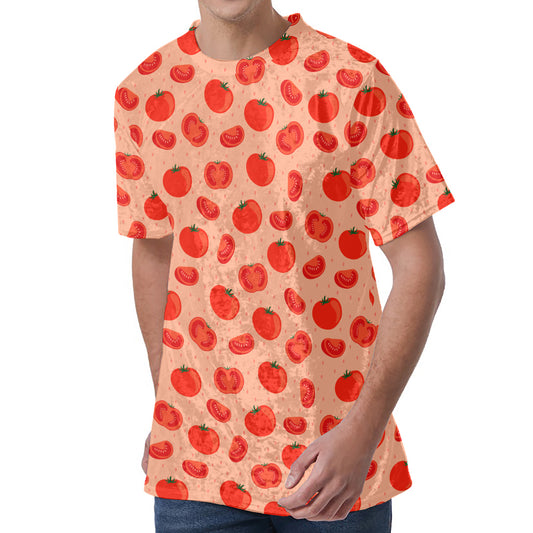 Cute Tomato Pattern Print Men's Velvet T-Shirt