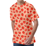 Cute Tomato Pattern Print Men's Velvet T-Shirt