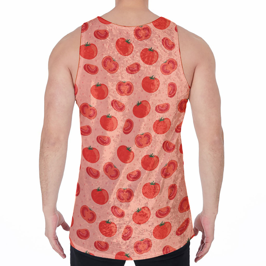 Cute Tomato Pattern Print Men's Velvet Tank Top