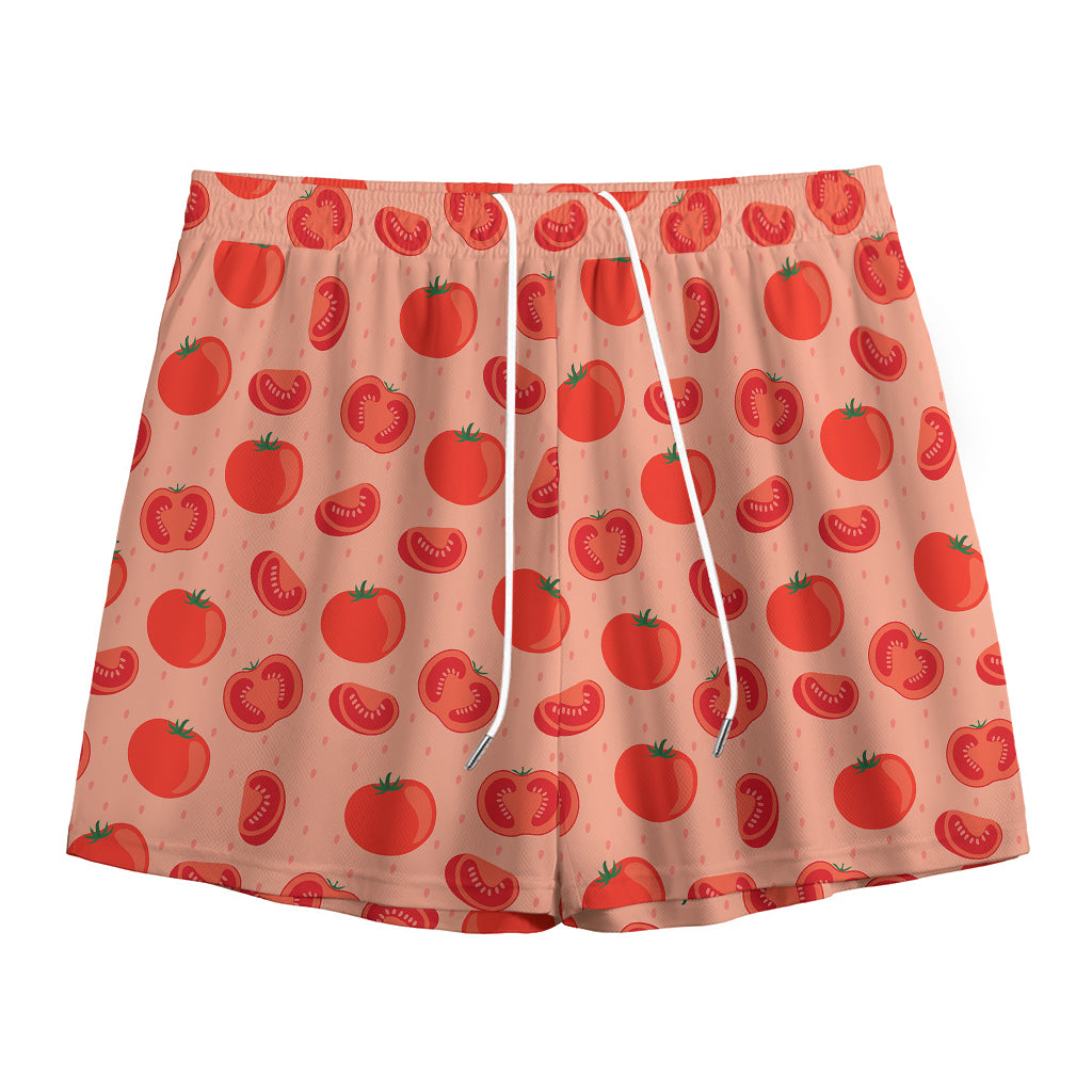 Cute Tomato Pattern Print Mesh Shorts