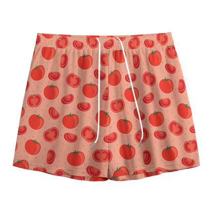 Cute Tomato Pattern Print Mesh Shorts
