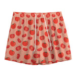 Cute Tomato Pattern Print Mesh Shorts