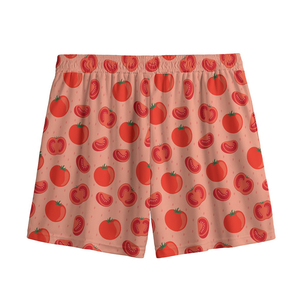 Cute Tomato Pattern Print Mesh Shorts