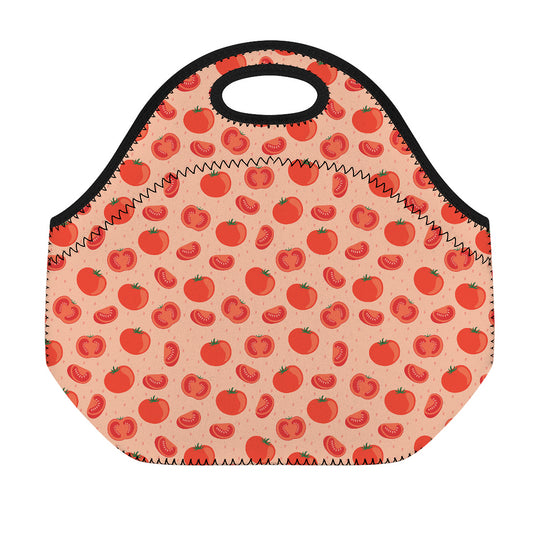 Cute Tomato Pattern Print Neoprene Lunch Bag